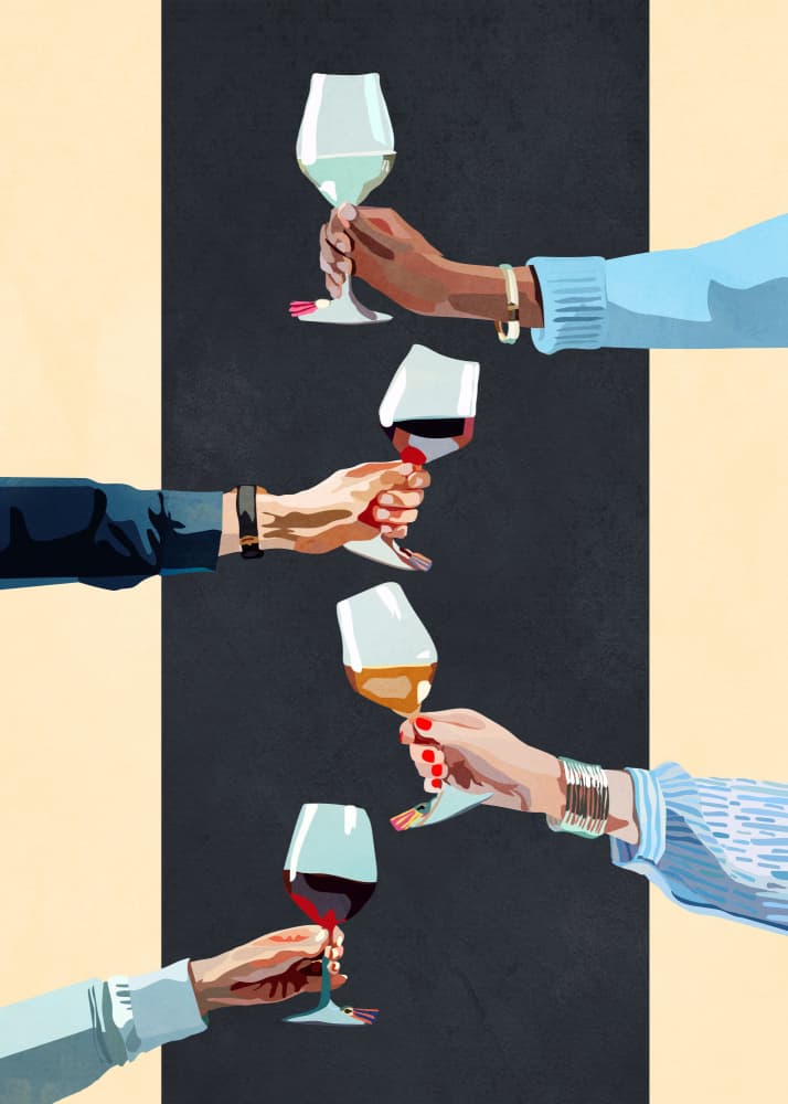 Diverse Wine Toast by City Art — canvas wall art