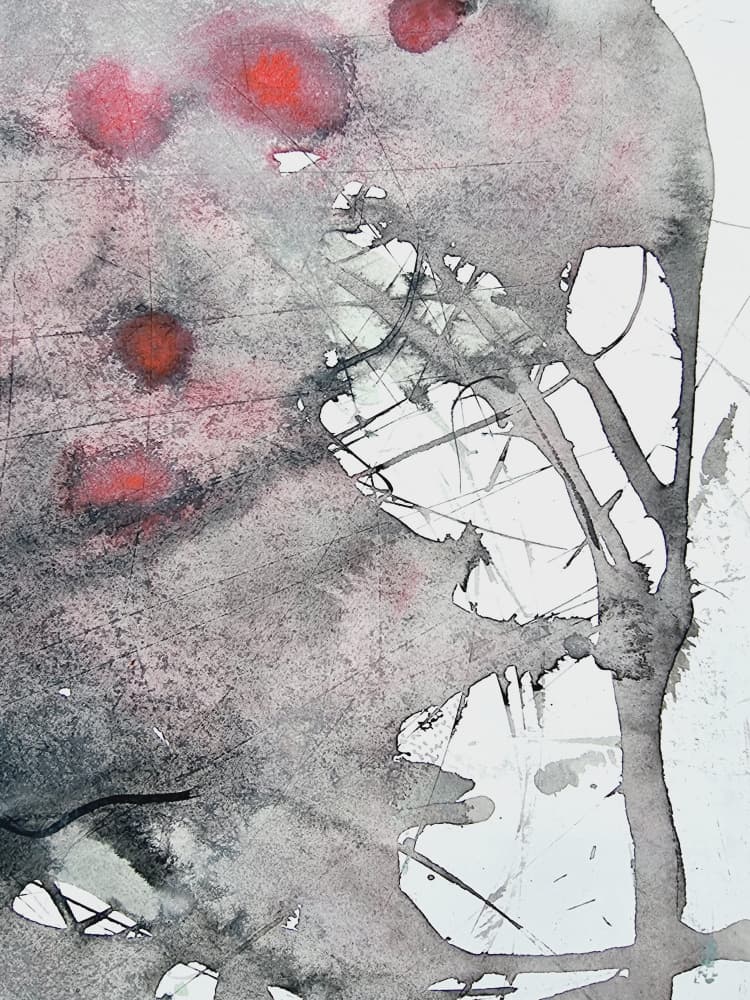 Crimson Branch Abstract by Maira Ribena — canvas wall art