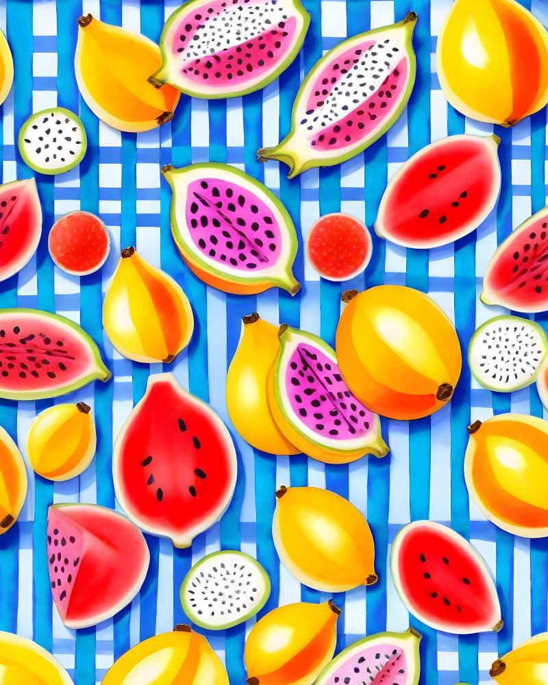 Tropical Fruit Pattern by Uma Gokhale — canvas wall art