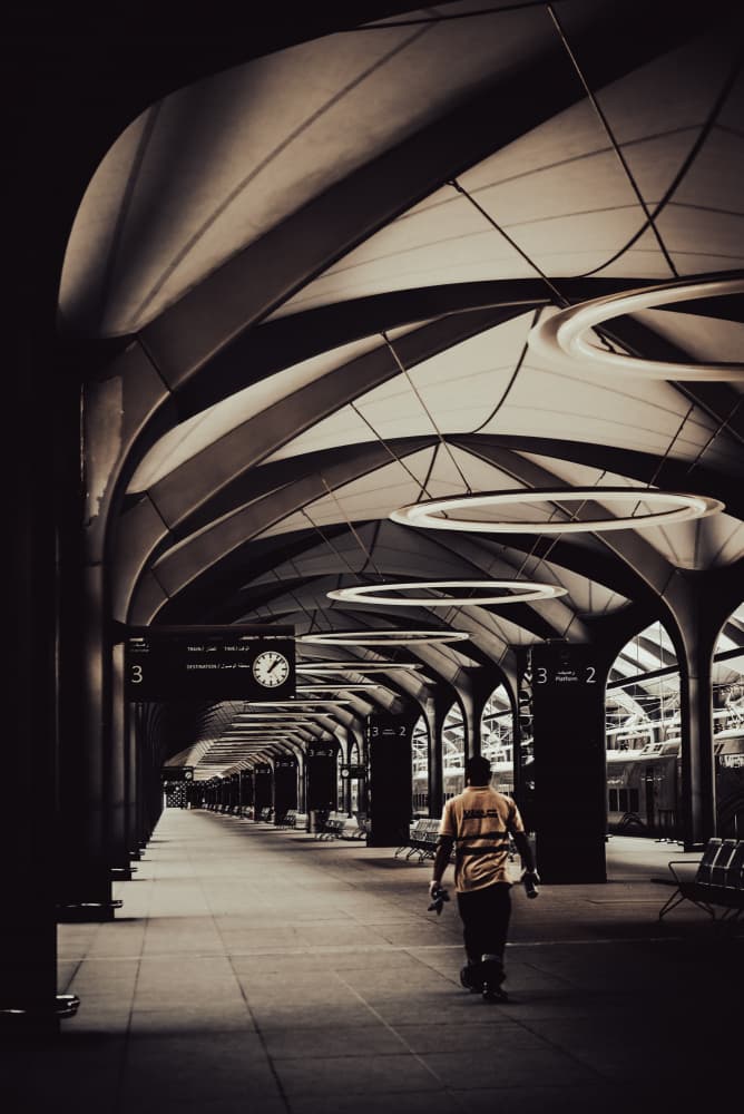 Lone Figure Modern Station by Asmaa ElTouny — canvas wall art