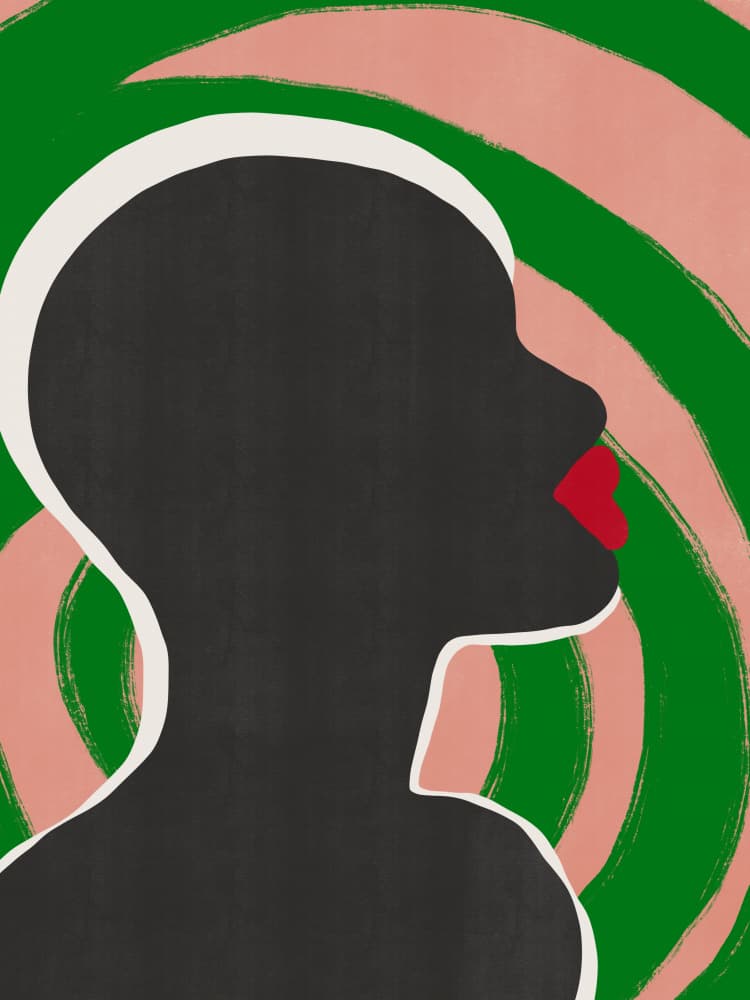 Bold Red Lips Profile by Little Dean — canvas wall art