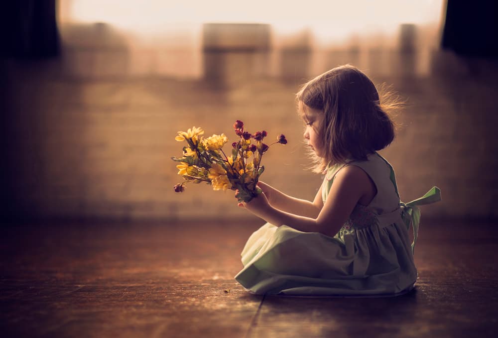 Sweet Girl With Flowers by Jose Garcia — canvas wall art