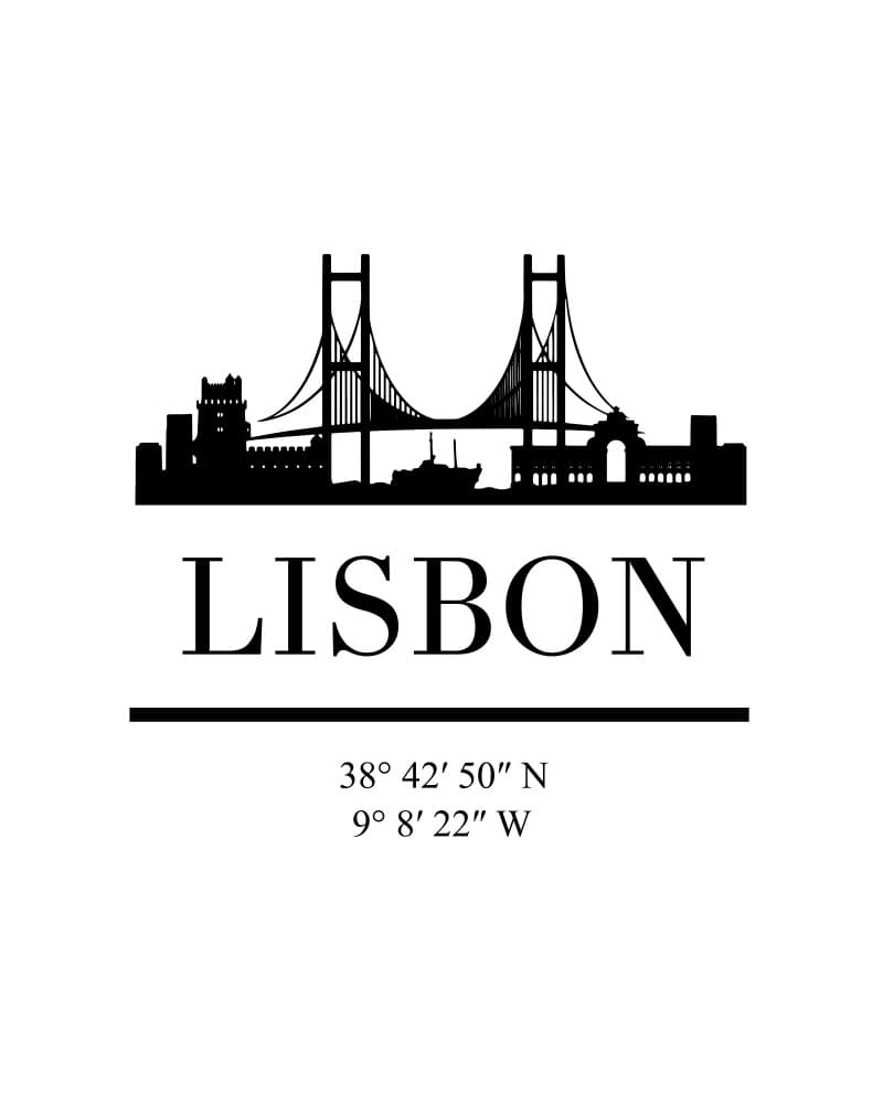 Lisbon Skyline Coordinates by Emiliano Deificus — canvas wall art