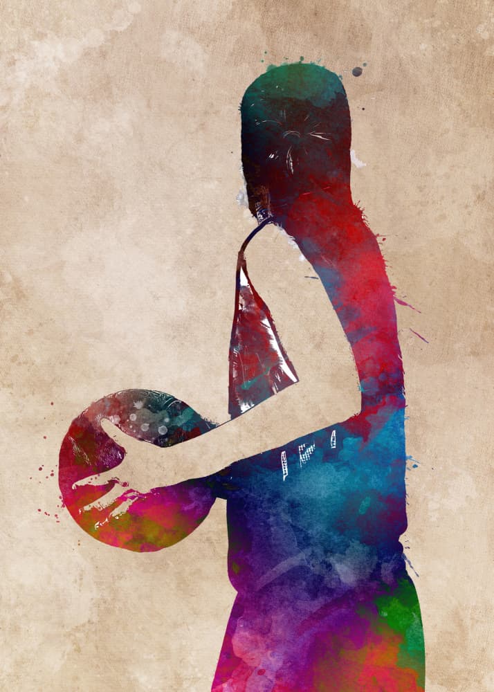 Colorful Basketball Player by Justyna Jaszke — canvas wall art