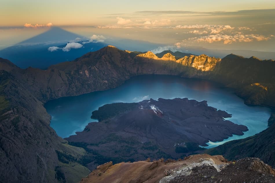 Volcano Crater Lake Sunrise by Karsten Wrobel — canvas wall art