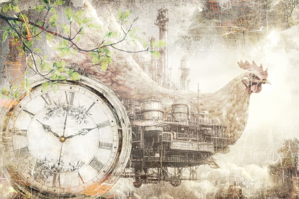 Steampunk Chicken Clock by Rafal Kulik — canvas wall art