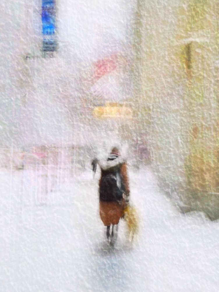 Winter City Walk by Weiwei — canvas wall art
