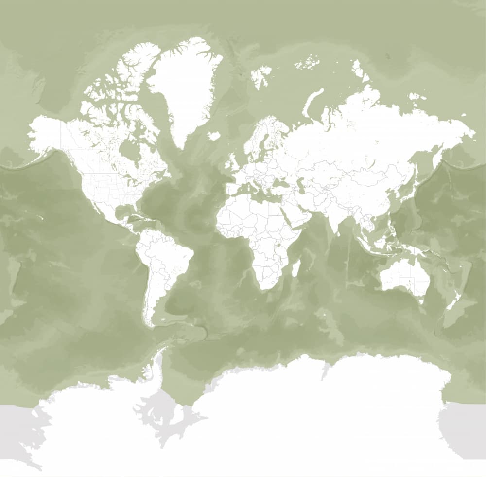 Deep Green World Map by Rosana Laiz Blursbyai — canvas wall art