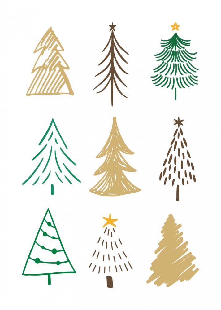 Hand Drawn Christmas Trees by Kristina N. - SoulArt Shop — canvas wall art