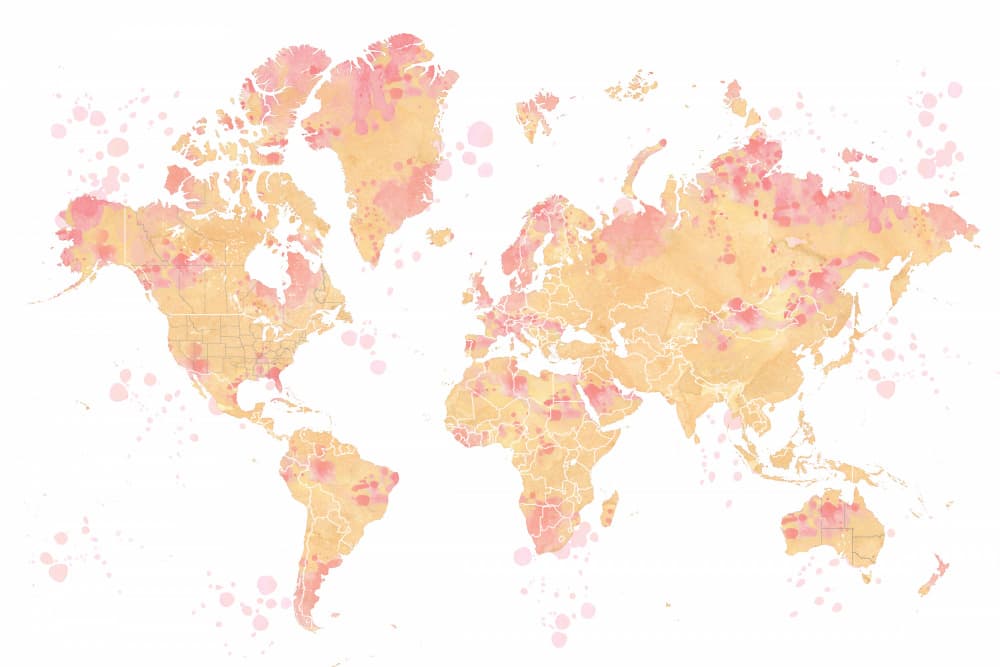 Watercolor World Map by Rosana Laiz Blursbyai — canvas wall art