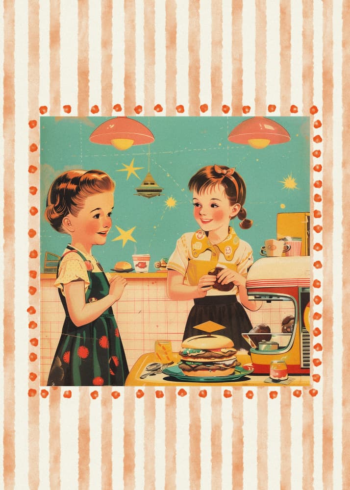 Retro Diner Girls by Pictufy Studio IV — canvas wall art