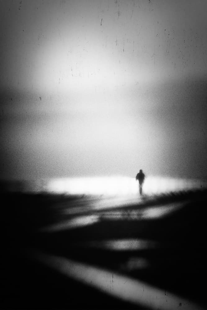 Lone Figure Walking by Elena Raceala — canvas wall art