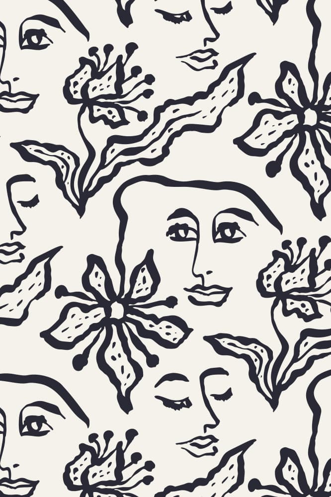 Serene Faces Floral Pattern by Anna Rose — canvas wall art