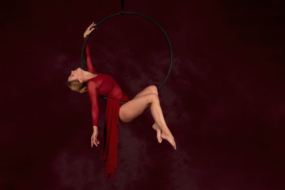 Graceful Aerialist in Red by Els Keurlinckx — canvas wall art
