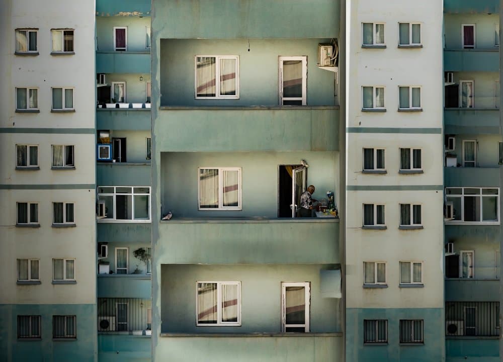 Urban Apartment Balconies by Saba Noori — canvas wall art
