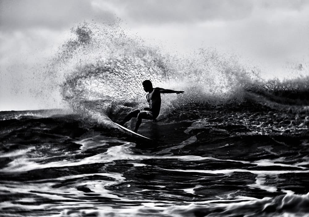 Powerful Wave Surfing by Yu Cheng — canvas wall art