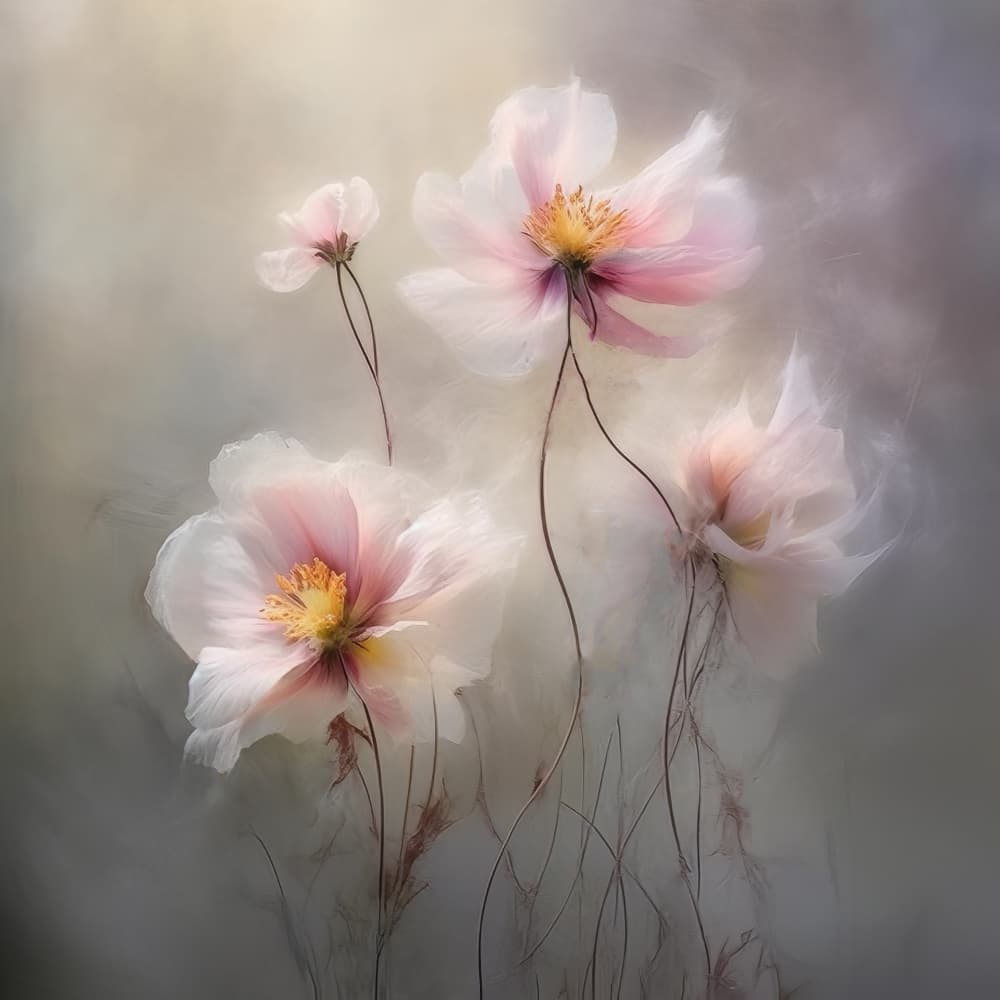 Ethereal Pink Blooms by Bilge Paksoylu — canvas wall art