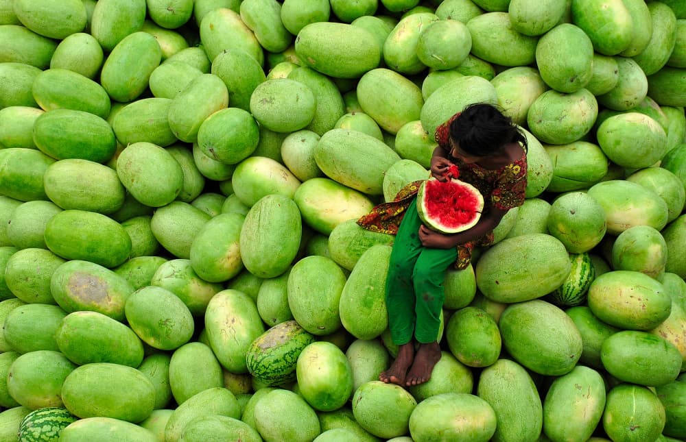 Child's Watermelon Delight by MD MAHABUB HOSSAIN KHAN — canvas wall art