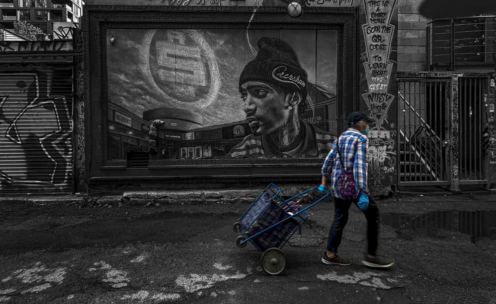 City Walker and Mural by Molly Fu APA — canvas wall art