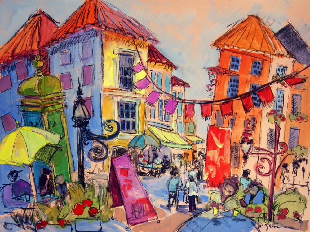 Vibrant Street Scene by Dorothy Fagan — canvas wall art
