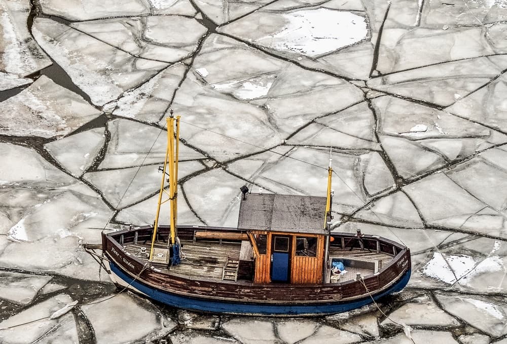 Fishing Boat on Ice by Holger Schmidtke — canvas wall art