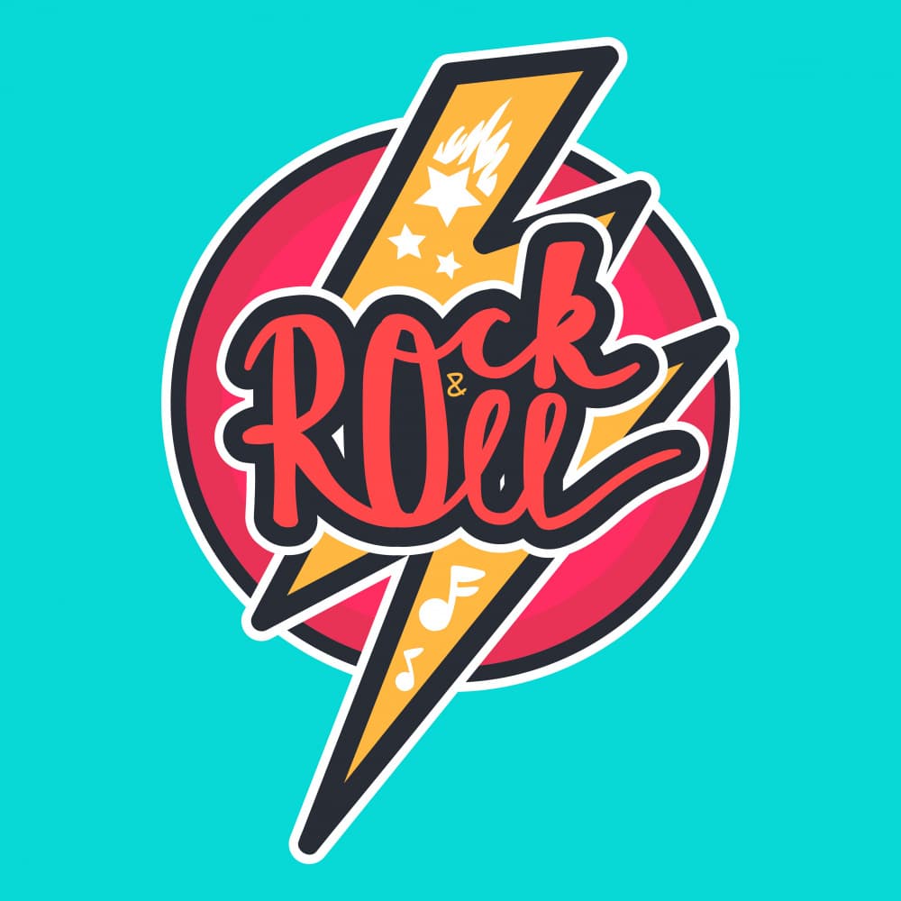 Rock Roll Lightning Bolt by Marika Barsrsind — canvas wall art