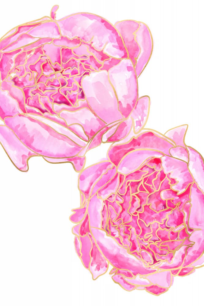 Golden Pink Peonies by Rosana Laiz Blursbyai — canvas wall art