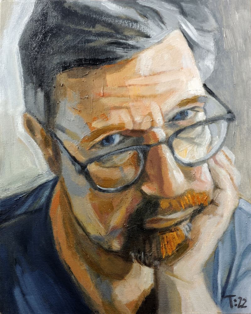 Pensive Man In Glasses by Tore Bahnson — canvas wall art