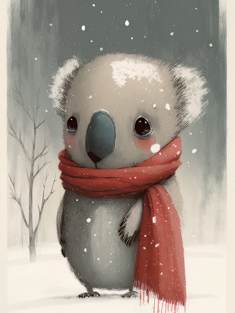 Cozy Koala Winter by Bilge Paksoylu — canvas wall art