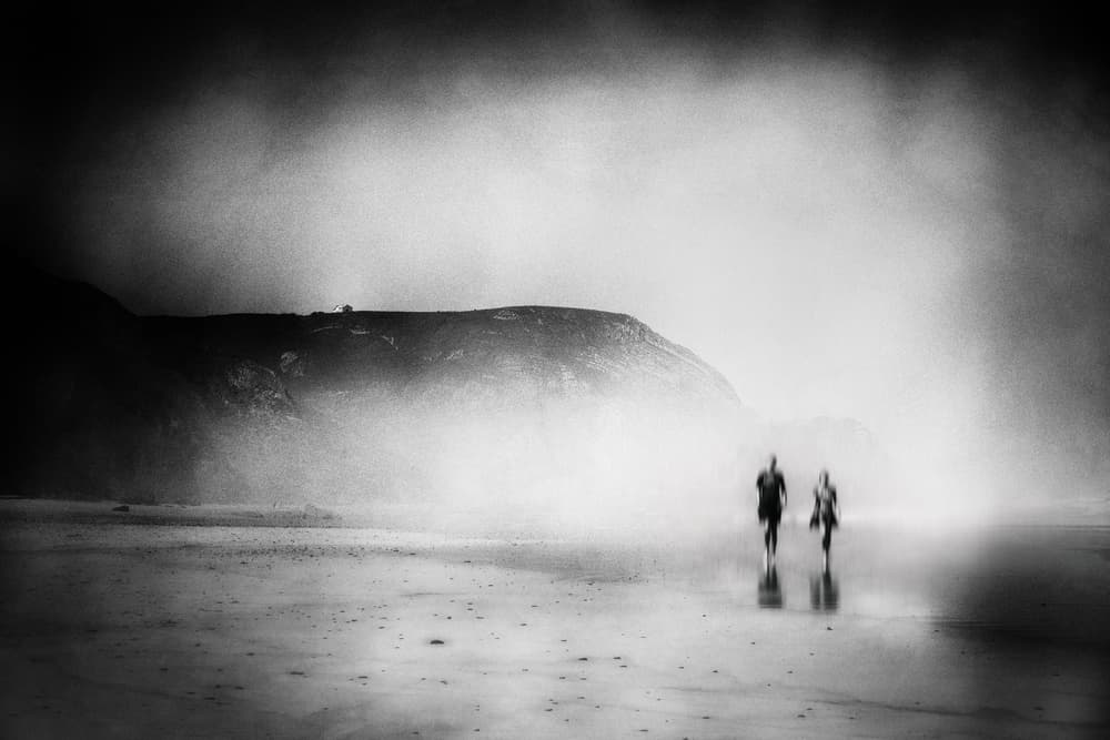 Misty Beach Walk by Ina Tänzer — canvas wall art