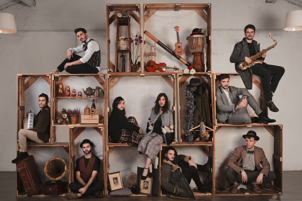 Musical Group in Crates by Giacomo Bruno — canvas wall art