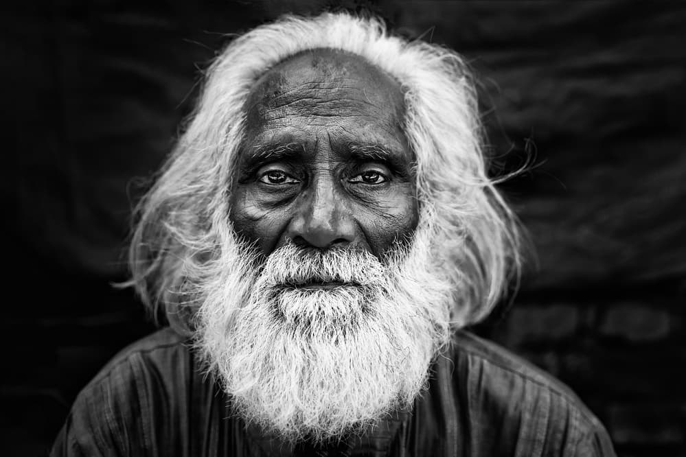 Wise Old Man Portrait by Richard Huang — canvas wall art