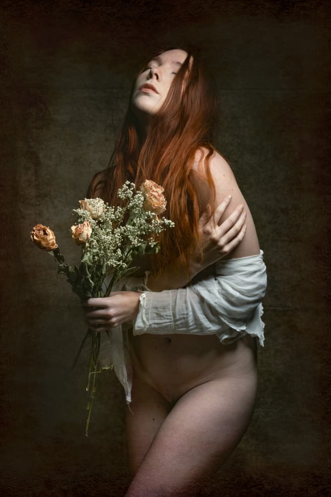 Redhead with Dried Flowers by Christian Kurz — canvas wall art