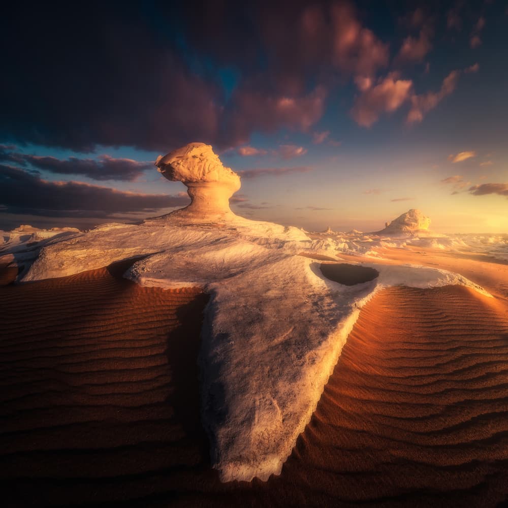 Sunset White Desert Rocks by David George — canvas wall art