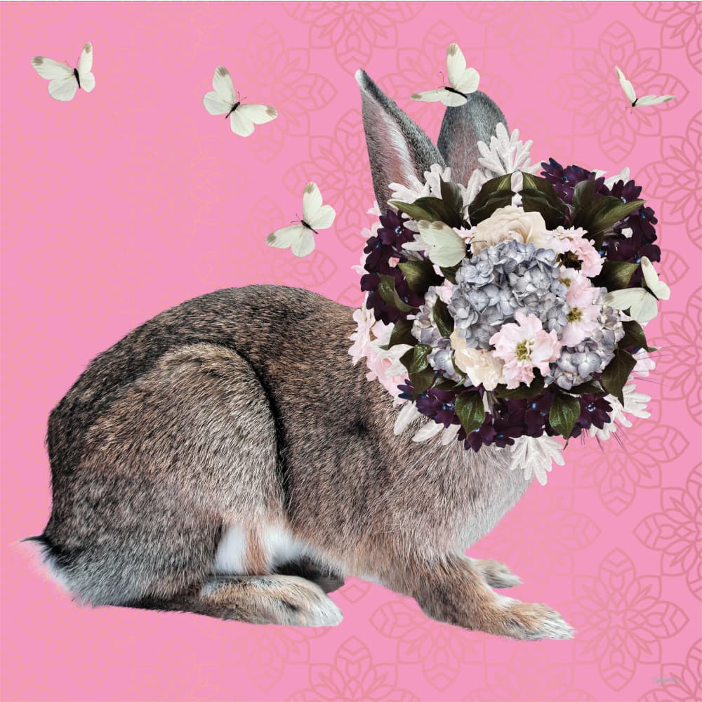 Pink Bunny Flower Crown by Sue Skellern — canvas wall art