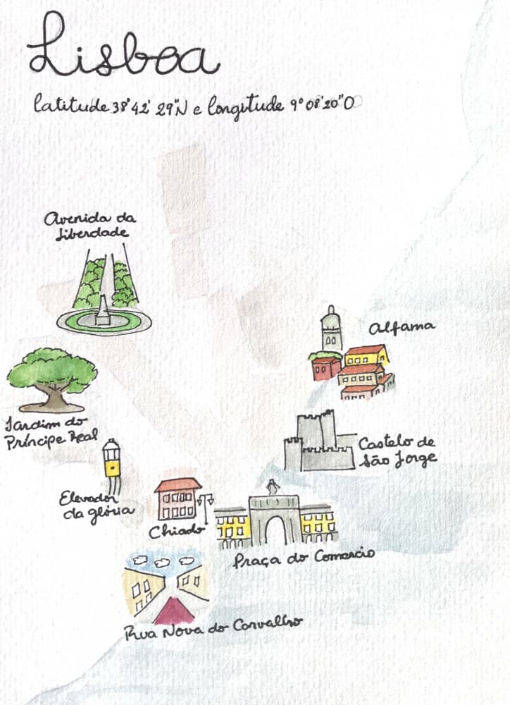 Charming Lisbon Map by Elizabeth C — canvas wall art