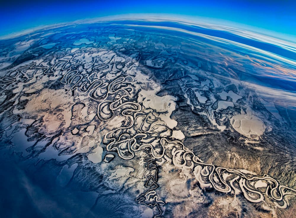 Winding Arctic River Landscape by Liyun Yu — canvas wall art