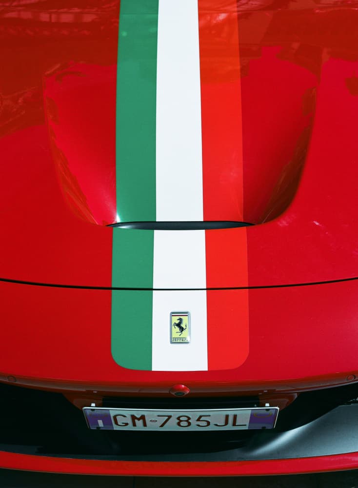 Red Sportscar Racing Stripes by Bethany Young — canvas wall art
