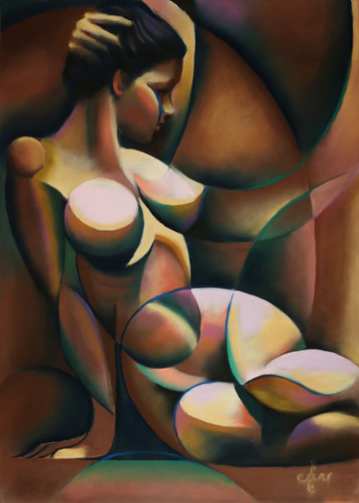 Contemplative Abstract Woman by Corné Akkers — canvas wall art