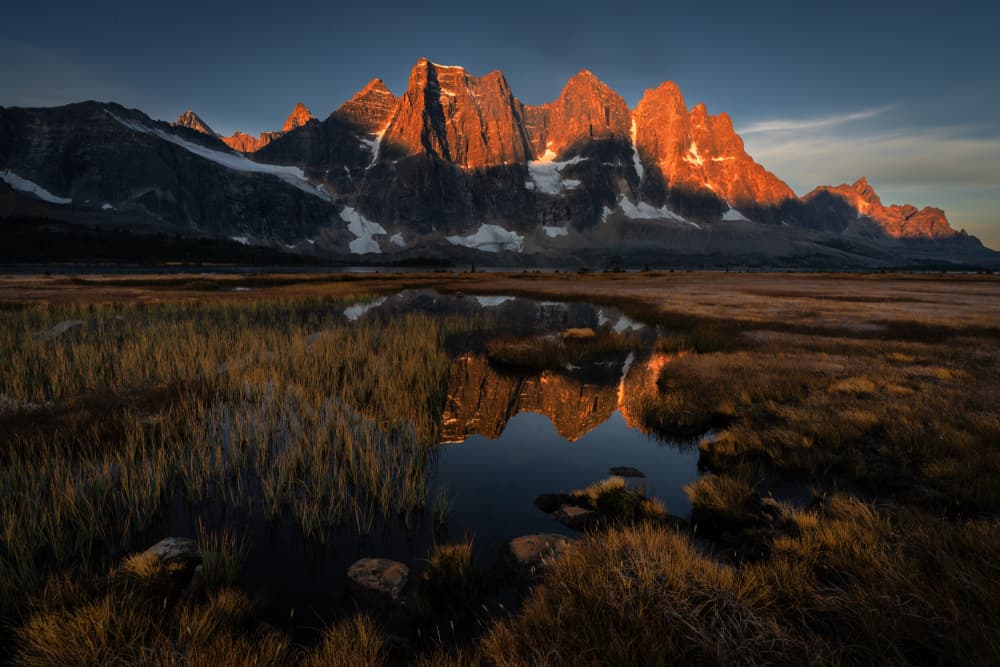Golden Hour Peaks Reflected by Bing Li — canvas wall art