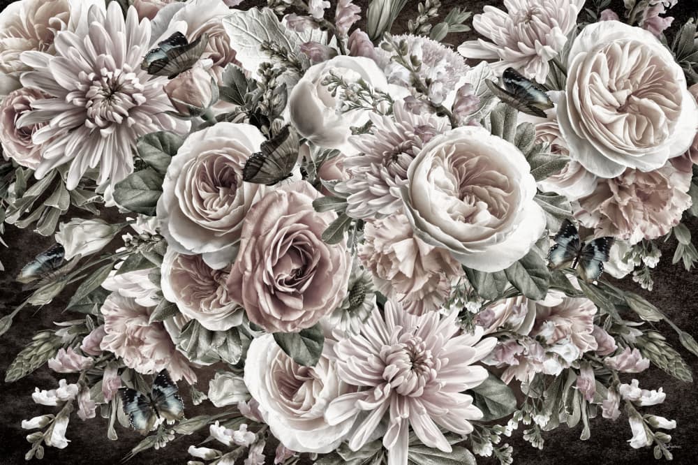 Moody Rose Dahlia Bouquet by Sue Skellern — canvas wall art