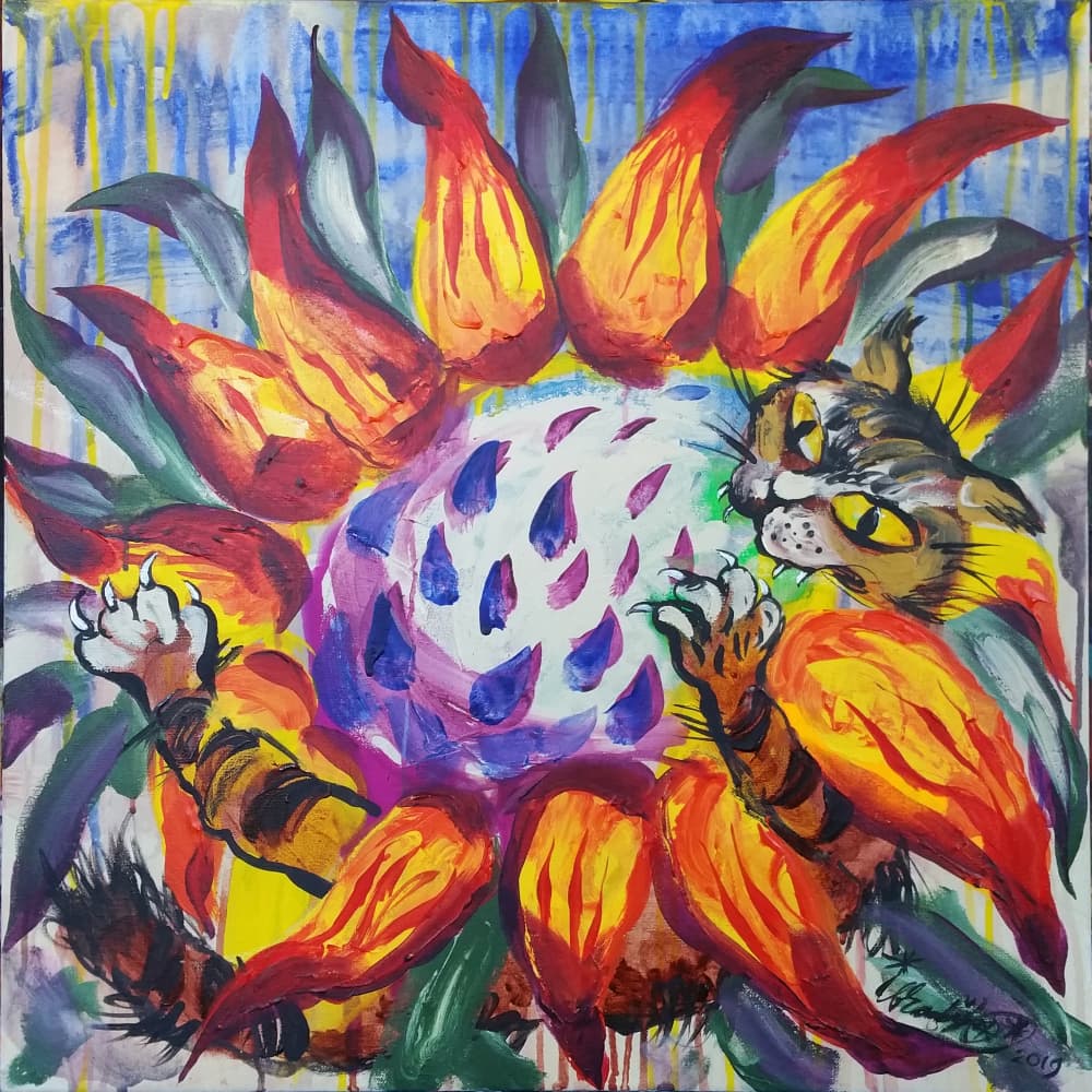 Vibrant Cat Blossom by Kanat Ibragimov — canvas wall art