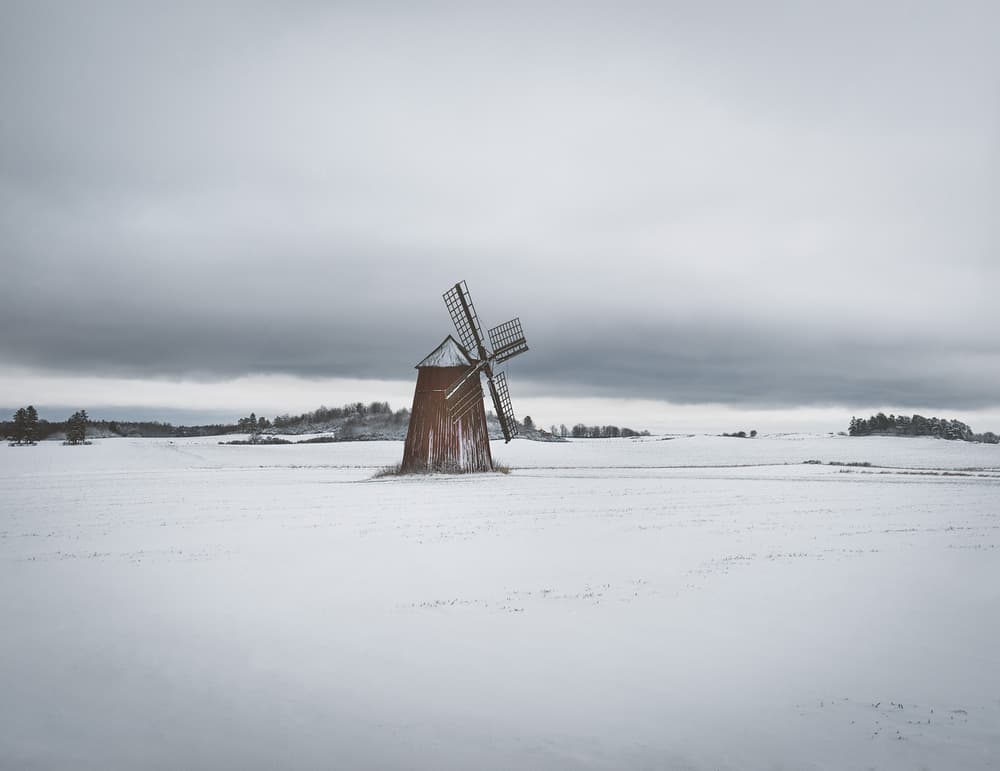 Solitary Winter Windmill by Christian Lindsten — canvas wall art