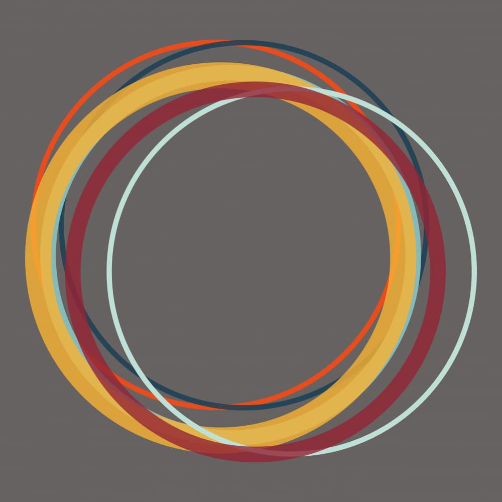 Colorful Overlapping Rings by Leigh Bagley — canvas wall art