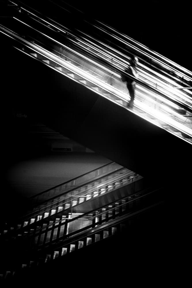 Urban Escalator Motion by Roberto Parola — canvas wall art