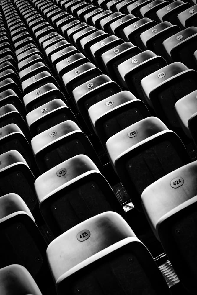 Empty Arena Seats by Peter Pfeiffer — canvas wall art