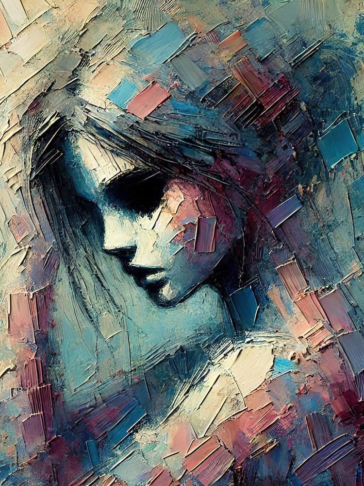 Blue Melancholy Portrait by Miguel Bruzual — canvas wall art