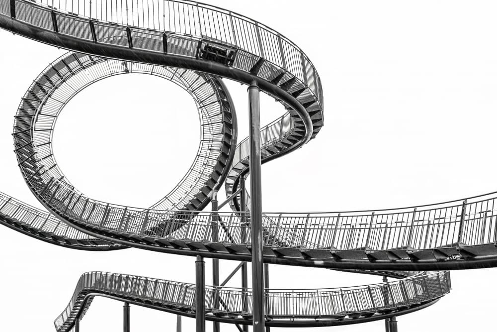 Steel Rollercoaster Stairs by Ute Jackisch — canvas wall art