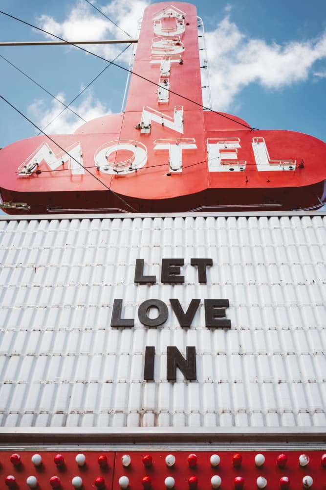 Retro Motel Love Sign by Bethany Young — canvas wall art