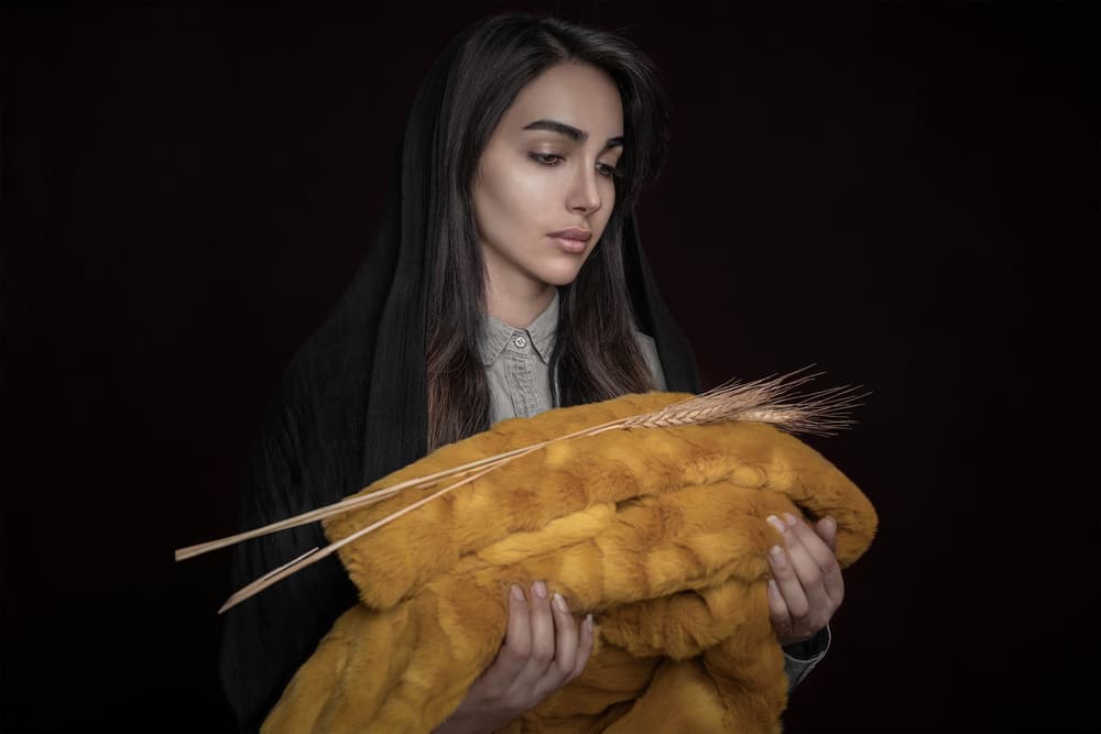 Pensive Woman Golden Wheat by Parsa Bagheri — canvas wall art